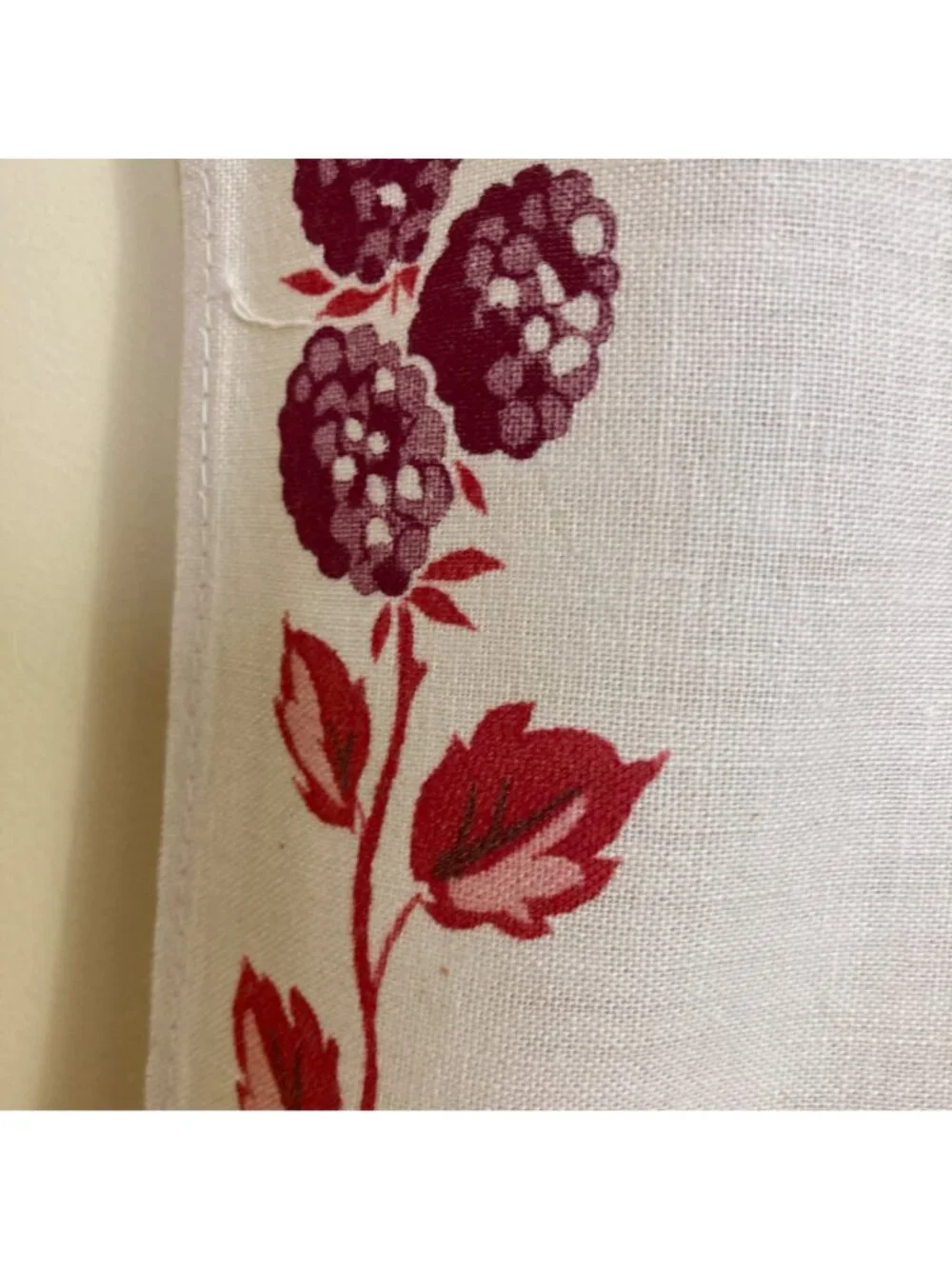 Vintage Table Runner Floral Fruit Crocheted Trim Green Purple Dresser Flaws